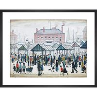 L.S. Lowry - Zarámovaná tlač na plátne "Scéna trhu Severné mesto" PM5991 (30 cm x 40 cm) (farebná)