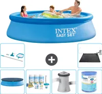 Kulatý nafukovací bazén Intex Easy Set - 305 x 76 cm - modrý - obsahuje kryt - sadu pro údržbu - filtrační čerpadlo pro bazén - filtr - čisticí sadu - solární podložku