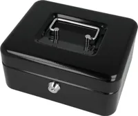 Geldkassette abschließbar (20 cm) Schwarz, 2 Schlüssel, Hartgeldeinsatz