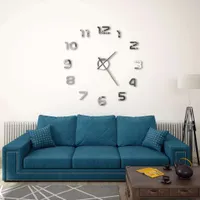 vidaXL Zegar ścienny 3D nowoczesny design 100 cm XXL srebrny