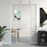 Drzwi przesuwne białe 102,5x205 cm szkło hartowane i aluminium