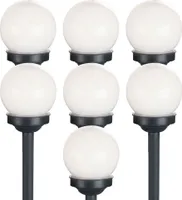 7er Set LED Solarkugel weiß, Erdspieß, DxH 10x38 cm