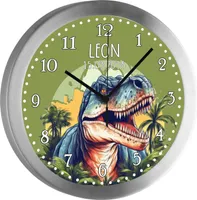 Kinderzimmer Funkwanduhr, Funkuhr Wanduhr Kinder, Dinosaurier  25 cm