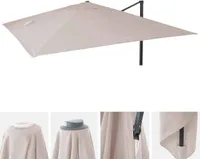 Náhradný poťah pre luxusný slnečník HWC-A96, náhradný poťah na slnečník, 3x3m (Ø4,24m) polyester 2,7kg ~ krémovo-sivá