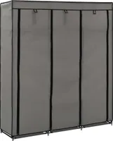Kleiderschrank mit Fächern und Stangen Grau 150x45x175cm Stoff
