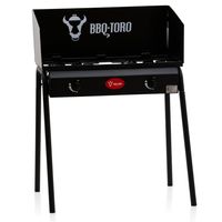 Plynový gril BBQ-Toro s větrnou clonou | Litinový plynový vařič 2 hořáky | 12 kW