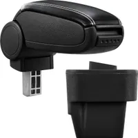 [pro.tec] Mittelarmlehne Passgenau für Opel Astra H in den Baujahren 2004 - 2010 - Armauflage mit Staufach - gepolstert - schwarz Kunst-Leder mit weissen Nähten