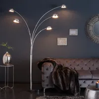 riess-ambiente Design Bogenlampe FIVE LIGHTS 205cm chrom Stehlampe mit schwarzem Marmorfuß Standleuchte Standlampe Lampe