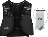 Vanaheimr Trinkweste mit Taschen, verstellbare Träger, Unisex, Laufweste, Wanderweste, Fahrradweste, Schwarz, Mit 2L Wasserbeutel