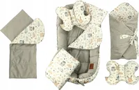 PAMEK® Baby Nestchen 90x50cm bis zu 9 Monaten (7 teiliges KOMPLETT - SET, inkl. BABYHORN) - gesteppt - sehr weiches Material, Kokon zum schlafen und spielen