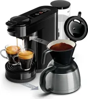 Philips Senseo® Switch 2-in-1 Pad und Filter Kaffeemaschine mit Thermo Kanne + Intensitätsregler, Schwarz (HD6592/64)