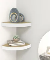vidaXL Eck-Wandregal 2 Stk. Eiche und Weiß 25x25x3,8 cm MDF