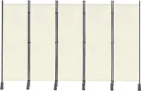 NAIZY Paravent Flexibel Verstellbar 280 x 180 cm 5 Teilig Raumteiler Sichtschutz Anthrazit Raumteiler Stellwand Beige