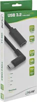 InLine® USB 3.2 Gen.2x2 Kabel, USB-C Verl., ST gewink. auf BU, schwarz 0,5m