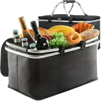 Thermo Einkaufskorb 30L mit Kühlfunktion, Faltbarer Kühltasche, Isolierkorb, Picknickkorb, Einkaufstasche mit Tragegriffen, Thermotasche Retoo