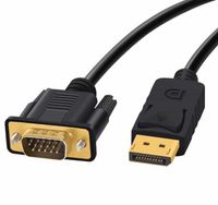 DisplayPort auf VGA Kabel,Display Port zu VGA Adapter Cordon 1,8m,Männlich DP to VGA Cable,1080P@60Hz Video Stecker für Laptop,PC,Desktop in zu TV,Monitor,Projektor Out