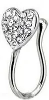 Nasenring, glitzernde Herzform, Strass-Legierung, stilvoller gefälschter Nasenring für Party-Silber
