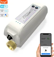Inteligentní vodní ventil s Tuya WiFi, dvoupásmový průtokoměr, ovládání přes aplikaci v mobilním telefonu, efektivní zařízení pro hospodaření s vodou v domácnosti, kompatibilní s Tmall Genie Alexa Google Assistant pro hlasové ovládání