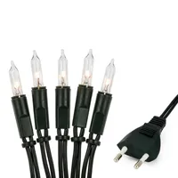 Lichterkette innen 10 klare warme Lichter, beleuchtet 1,35m, Kabel grün, Stecker