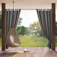 Eurofirany zasłona GARDEN Wodoodporne zasłony zewnętrzne Zasłony tarasowe stalowo-szare jasnoszare 155x260 cm Pętle Zapięcie na rzepy