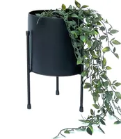 DanDiBo Blumenhocker mit Topf Metall Schwarz 32 cm Blumenständer 96261 Blumensäule Modern Pflanzenständer Pflanzenhocker