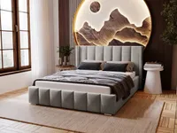 GRAINGOLD Polsterbett 120x200 Marano - Lattenrost, Kopfteil, Samtstoff - Doppelbett mit Bettkasten - Schlafzimmerbett - Grau - Magic Velvet 2217