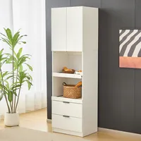 okwish Sideboard,Kommode  Küchenschränke mit Türen& Schubladen,&Mikrowellenregale, Hochschränke mit Kippschutz, weiß