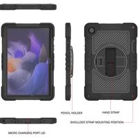 Für Samsung Galaxy Tab A9 Plus aufstellbare Outdoor Hybrid Schwarz 360 Grad mit Halte-Schlaufe Tablet Tasche