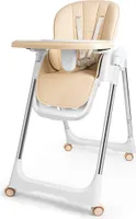 Sessamen-LP Hochstühle Kinderstuhl Esstisch Faltbar Babystuhl Kinder Sitzerhöhung Kindersitz Tischstuhl mit Tisch Tablett Tragbarer Außenbereich,Beige