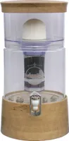 AcalaQuell Wasserfilter Smart 8L echtes Kristallglas in klar, Echtholz Deckel und Sockel Eiche flach