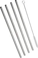 STROHHALM 4 Stück EDELSTAHL Trinkhalm Cocktailhalm + REINIGUNGSBÜRSTE 21,5 cm