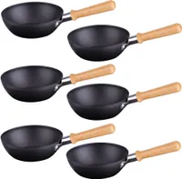 Syntrox Germany Univerzální grilovací pánve wok raclette s bambusovou rukojetí - nepřilnavý povrch, univerzální příslušenství (6 kusů)