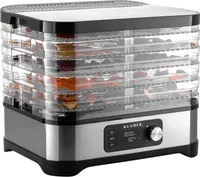 KLAMER Dörrautomat, 400W Dörrautomat Edelstahl mit 5 Einlegefächern und 24h-Timer, Trockner mit Temperaturregler von 35-70°C, BPA frei