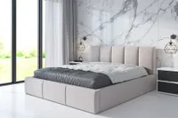 Polsterbett  KENO-OM 180x200 cm mit Bettkasten und Lattenrost. Farbe: Beige.