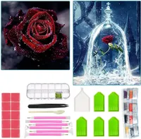 Diamond Painting Set, 2 Stück 5D Diamant Painting Bilder mit Diamond Painting Zubehör, Diamant Malerei Malen Nach Zahlen Diamant, Diamond Painting Rose Kinder Erwachsene für Home Decor