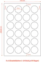 2400x Etiketten Labels selbstklebend weiß rund Durchmesser: 40mm auf DIN A4