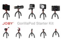 Joby GorillaPod Starter Kit (Black), Flexibles Ministativ mit mehreren Halterungen in einem Set
