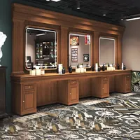 360Home Massivholz Vintage Friseurladen Friseur Spiegel Tisch Braun