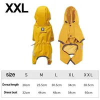 Wasserdichter Hunde-Regenmantel mit Kapuzentaschen für kleine bis mittelgroße Hunde, Material 100 % Polyester,Gelb,XXL