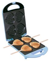 Bestron Waffeleisen für Herzwaffeln am Stiel, Waffelmaker mit Antihaftbeschichtung für Herzform-Waffeln, Herzwaffeleisen ideal für Kindergeburtstage, Ostern & Weihnachten, Farbe: Blau