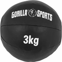 GORILLA SPORTS® Medizinball - 3kg Gewichte, 29cm, aus Leder, Schwarz - Trainingsball, Fitnessball, Gewichtsball, Slam Ball