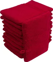 Waschhandschuhe Waschlappen 10er Set Rot 100 % Baumwolle Frottee 500g/m² 16x21