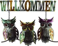 Wanddeko Eule Vogel Uhu Ziervogel Metall Deko Bild Tier Figur Skulptur Hänger