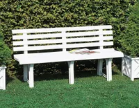 Gartenbank Dluzard, Monoblock-Gartenbank, Außenbank, 100 %  Italy,145x49h74 cm, Weiß