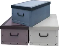 Storage Box 51x37x24 - 3er Set - Einfarbig (creme, braun, blau)
