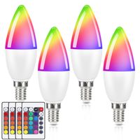 ZMH 4er E14 Led Smarte Farbwechsel kerzen Lampe RGB Glühbirnen 3000k 4W Warmweiß Dimmbar mit Fernbedienung Coloured Bulb 16 Colours 4 Dynamic Modes