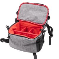vhbw Kamera Rucksack kompatibel mit Digitalkamera, DSLR, Objektiv & Zubehör Polyester Fotorucksack grau, rot, Nylon weiches Innenfutter wasserdicht