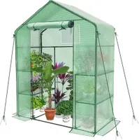 VOUNOT® Gewächshaus Foliengewächshaus mit 4 Regalebenen, Grün, 143x73x195cm