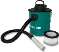 Vonroc Aschesauger 1600W - Tank mit 20L, 3M Netzkabel, 1,2M Schlauch und Düse