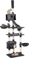 Yaheetech Kratzbäume Kratzbaum XXL Deckenhohe  Katzenkratzbaum Höhenverstellbar 227,5-254,5 cm  Grau